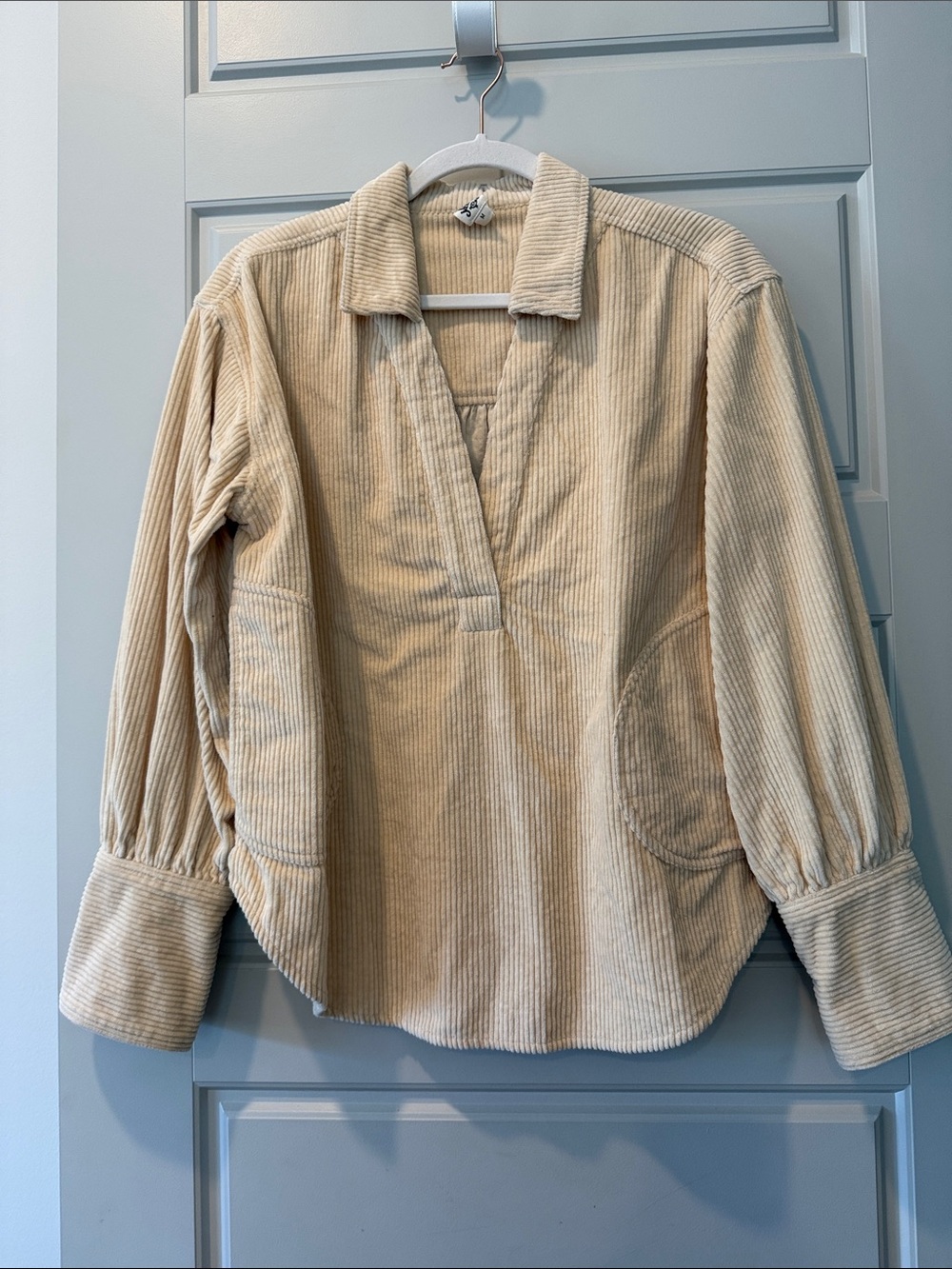 Ivy Jane Corduroy Pullover Top in Cream - Women's Relaxed Shirt